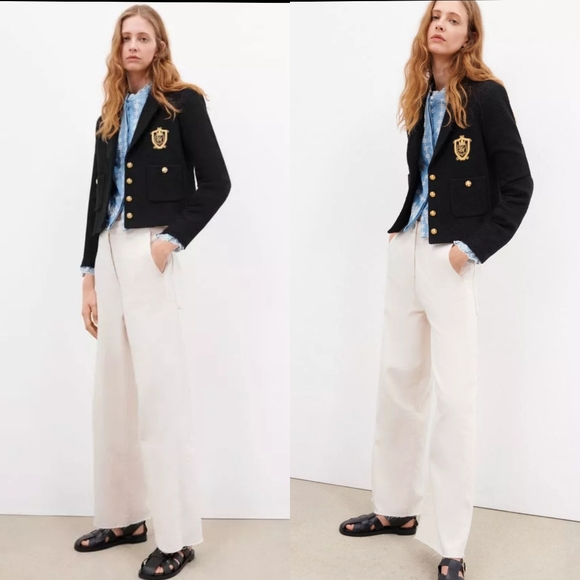 Rare zara limited edition textured tweed gold button blazer - Picture 8 of 11